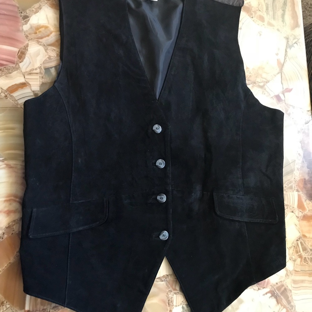 Adrian Jordan Black Leather Vest  Size 22/24